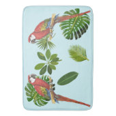 マカアと熱帯の葉 バスマット (正面縦)