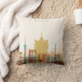 マカウの中国|都市スカイライン クッション (ブランケット)