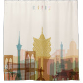 マカウの中国|都市スカイライン シャワーカーテン (正面)