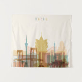 マカウの中国|都市スカイライン タペストリー (正面(横))