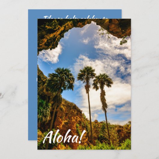 マカウワヒ洞窟のヤシの木、カウアイ島、ハワイ 招待状 (正面/裏面)