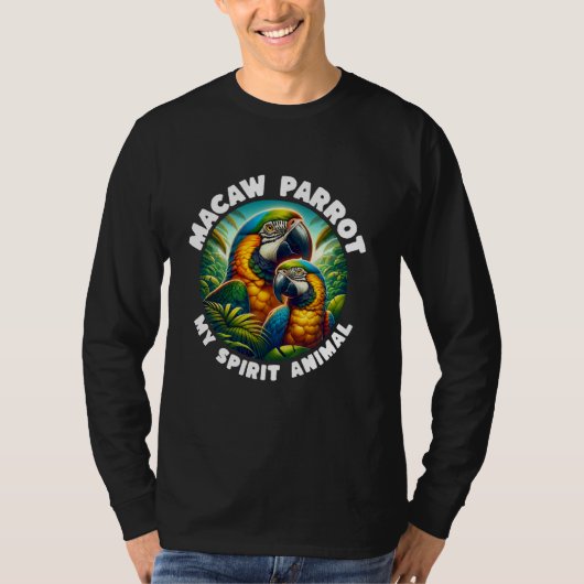 マカオおもしろいオウム動物マコーオウム Tシャツ (正面)
