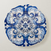 マカオアズレジョ瓦の模様 ラウンドクッション (裏面)