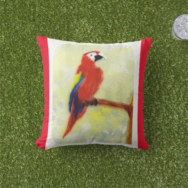 マカオカラフルバードアート アウトドアクッション (芝生)