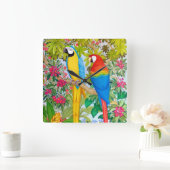 マカオパロツトロピカルバード壁時計 スクエア壁時計 (ホーム)