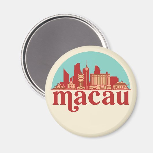 マカオ中国レトロシティスカイラインシティスケープアート マグネット (正面/裏面)