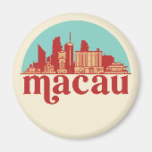 マカオ中国レトロシティスカイラインシティスケープアート マグネット (正面)