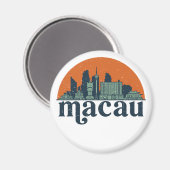 マカオ中国ヴィンテージシティスカイラインシティスケープアート マグネット (正面/裏面)