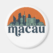 マカオ中国ヴィンテージシティスカイラインシティスケープアート マグネット (正面)
