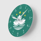 マカオ国旗 ラウンド壁時計 (傾斜)