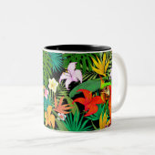マカオ数々の色の花とヤシ離れの花 ツートーンマグカップ (正面右)
