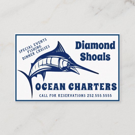 マカジキのデザインの海のチャーター 名刺 (正面)