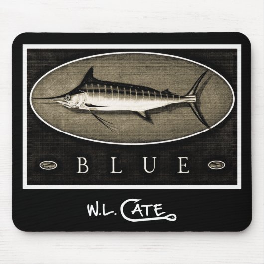 マカジキのヴィンテージの黒く及び白いマウスパッド マウスパッド (正面)