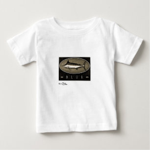 マカジキの乳児のヴィンテージの黒く及び白い服装 ベビーTシャツ
