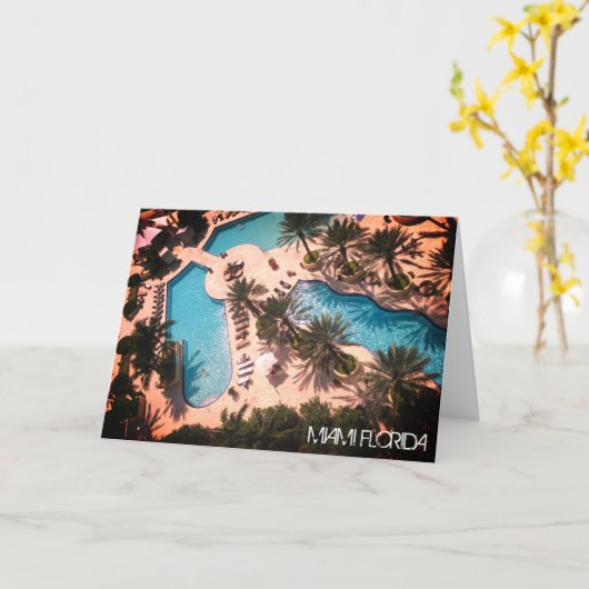 マカスタムイアミビーチフロリダプールリラックスグッドビブ カード (黄色い花)