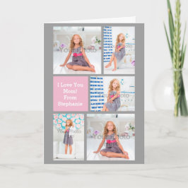 マカスタムザーズデイフォトコラージュピンク/緑/グレー カード