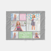 マカスタムザーズデイフォトコラージュピンク/緑/グレー フリースブランケット (正面(横))