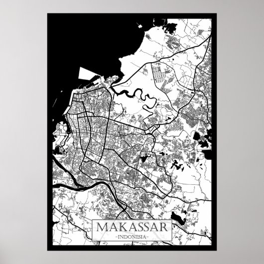 マカッサル インドネシア 都市地図 ポスター (正面)