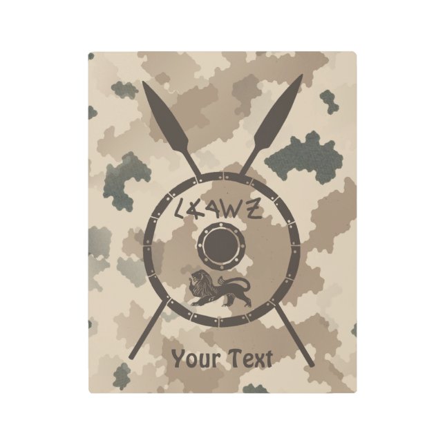 マカビーシールドと槍 – 砂漠 メタルプリント (正面)