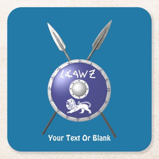 マカビーシールド及び槍 スクエアペーパーコースター (正面)