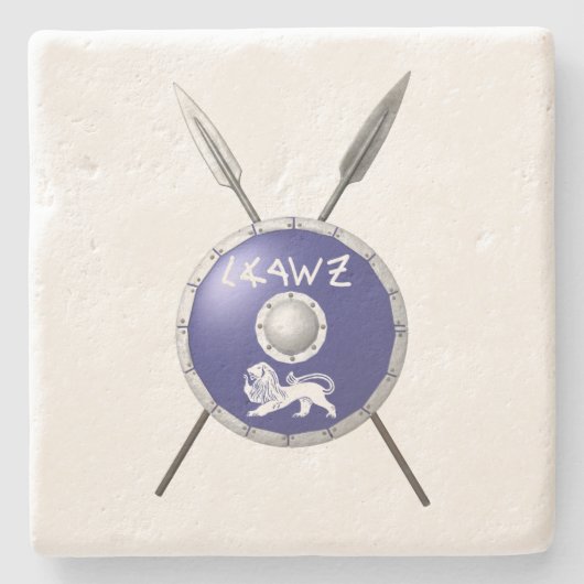 マカビーシールド及び槍 ストーンコースター (正面)