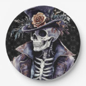 マカブレオレンジ&パープルウォーターカラースケルトン ペーパープレート (正面)