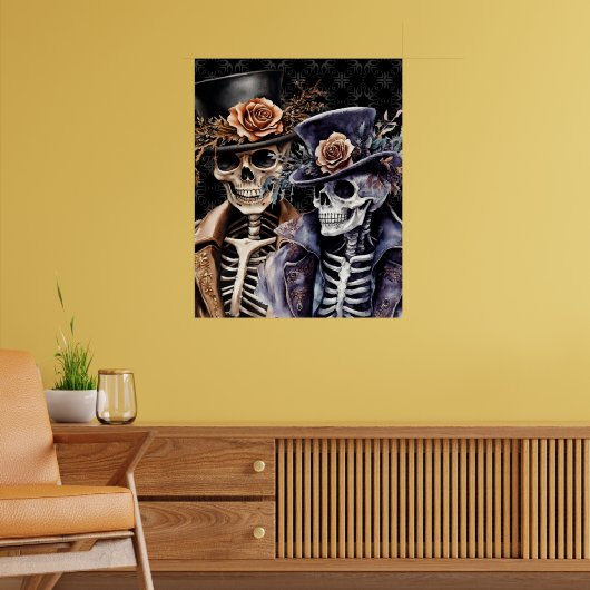 マカブレオレンジ&パープルウォーターカラースケルトン ポスター (リビング2)