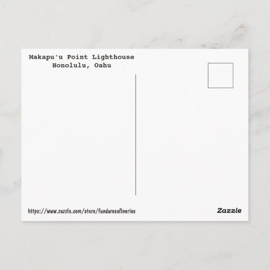 マカプウ岬灯台 ポストカード (裏面)