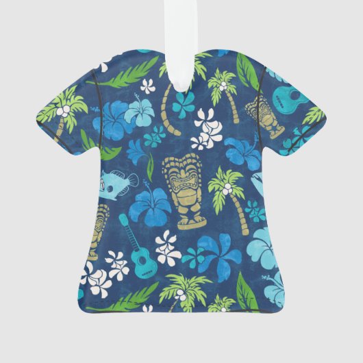 マカプービーチハワイアンろうけつ染めアロハシャツブルー オーナメント (裏面)