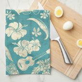 マカプービーチハワイアンろうけつ染めキッチンタオル キッチンタオル (四つ折り)