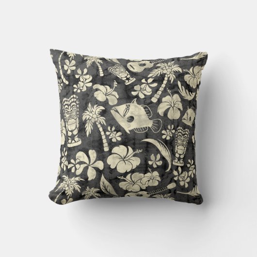 マカプービーチハワイアンろうけつ染めスクエアピローズ クッション (正面)