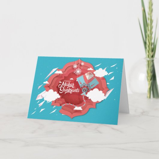 マカルサンクランティ青と赤い凧 カード (正面)