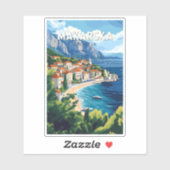 マカルスカクロアチアイラストレーショントラベルアートヴィンテージ シール (シート)