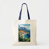 マカルスカクロアチアイラストレーショントラベルアートヴィンテージ トートバッグ (正面)