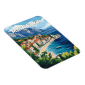 マカルスカクロアチアイラストレーショントラベルアートヴィンテージ マグネット (右側)