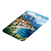 マカルスカクロアチアイラストレーショントラベルアートヴィンテージ マグネット (左側)