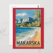 マカルスカクロアチアトラベルアートヴィンテージ ポストカード (正面/裏面)