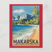 マカルスカクロアチアトラベルアートヴィンテージ ポストカード (正面)