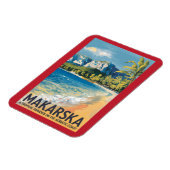 マカルスカクロアチアトラベルアートヴィンテージ マグネット (左側)