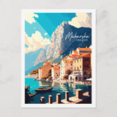 マカルスカクロアチアヴィンテージ旅行プレイスイラストレーション ポストカード (正面)