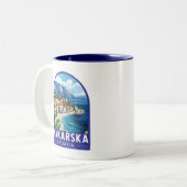 マカルスカクロアチア旅行アートエンブレム ツートーンマグカップ (正面左)