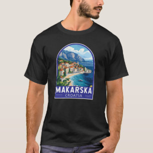 マカルスカクロアチア旅行アートエンブレム Tシャツ