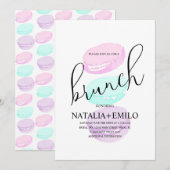マカルーンクッキーバンチパステルブライダルシャワーブランチ 招待状 (正面/裏面)