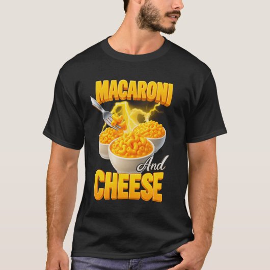 マカロニとチーズボウルチーズパスタ心地よい食品 Tシャツ (正面)