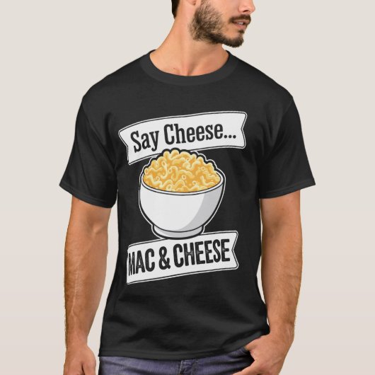 マカロニチーズがお好きな方のための面白いデザイン Tシャツ (正面)