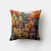 マカロニ&チーズイエロー色の秋の家 クッション (裏面)