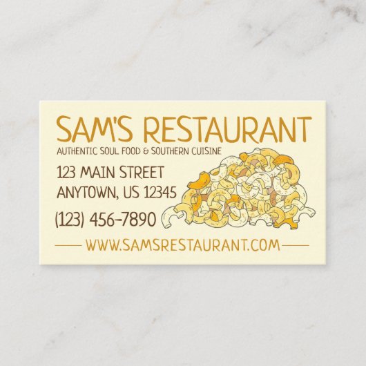 マカロニ&チーズレストランソウルフードシェフ 名刺 (正面)