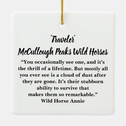 マカロフピークストラベラーワイルドホースセラミックオルナム セラミックオーナメント (裏面)