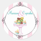 マカロンとカップケーキのシールまたはシール ラウンドシール (正面)