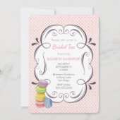 マカロンとピンク水玉模様ブライダル茶 招待状 (正面)